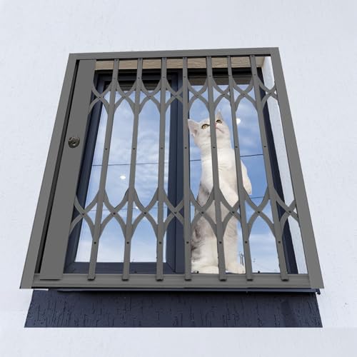 TYYCKJ Aluminium-Fensterschutzgitter für Katzen, abschließbares Faltschiebefenster, schwarz, ausziehbare Fenster, Einbruchschutzgitter, 24 26 28 32 36 Zoll Breite (28 x 32 Zoll/71 x 81 cm) von TYYCKJ