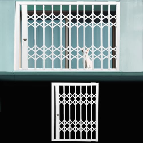 TYYCKJ Metall-Fensterschutzgitter für Katzen/Haustiere, Einbruchschutz, Faltbarer Schiebefensterzaun für draußen/drinnen, unsichtbares Fensternetz-Schiebetor (76 x 147,3 cm) von TYYCKJ