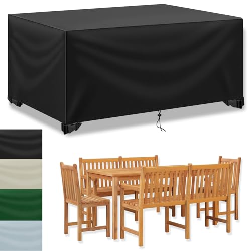 Gartenmöbel Abdeckung Wasserdicht Schutzhülle Gartenmöbel Winterfest Loungemöbel Abdeckung Gartentisch Abdeckhaube Gartenmöbel Plane Für Terrassenmöbel Abdeckplane 420D - Oxford Schwarz 200x140x20cm von TYYHTJ