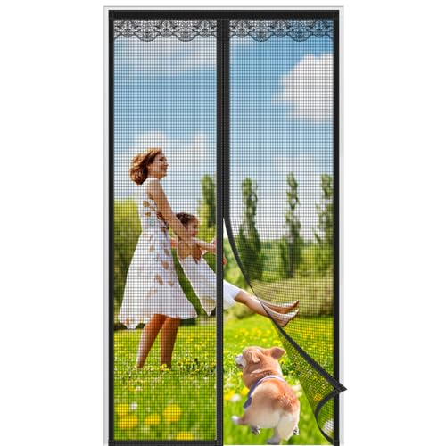 Magnet Fliegengitter Tür, Doppeltür Magnetvorhang, Insektenschutz Balkontür 180x220CM, Stärkere Magneten Fliegengittertüren für Schiebetür, Kellertür und Terrassentür, zwei Öffnungen, Schwarz Magnet Fliegengitter Tür, Doppeltür Magnetvorhang, Insektenschutz Balkontür 180x220CM, Stärkere Magneten Fliegengittertüren für Schiebetür, Kellertür und Terrassentür, zwei Öffnungen, Schwarz von TYYHTJ