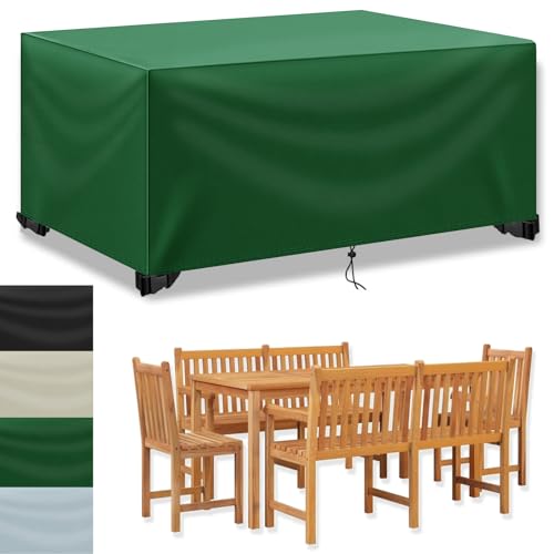 TYYHTJ Abdeckung Gartenmöbel 200x160cm, Gartentisch Möbel Abdeckplane, 1373-Oxford Gewebe, Gartenlounge Abdeckung Winterfest, Gartentisch Plane, Schutzhülle Loungemöbel, Grün 300x100x100cm von TYYHTJ