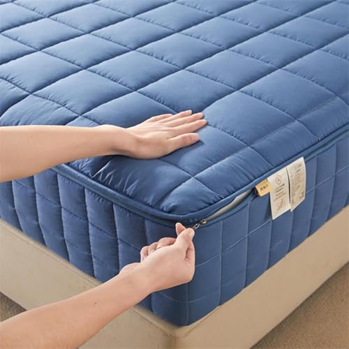 TYYUETY Matratzenbezug mit Reißverschluss, anpassbare Größe, einfarbig, warm und bequem, extra weicher Matratzenschoner-Blue- 180x200+15cm TYYUETY Matratzenbezug mit Reißverschluss, anpassbare Größe, einfarbig, warm und bequem, extra weicher Matratzenschoner-Blue- 180x200+15cm von TYYUETY