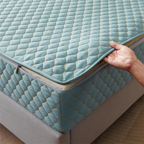 TYYUETY Matratzenbezug mit Reißverschluss, anpassbare Größe, einfarbig, warm und bequem, extra weicher Matratzenschoner-Cyan- 80x200+15cm TYYUETY Matratzenbezug mit Reißverschluss, anpassbare Größe, einfarbig, warm und bequem, extra weicher Matratzenschoner-Cyan- 80x200+15cm von TYYUETY
