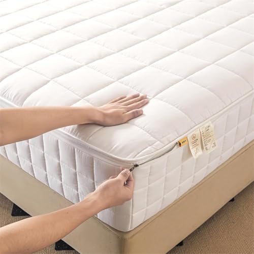 TYYUETY Matratzenbezug mit Reißverschluss, anpassbare Größe, einfarbig, warm und bequem, extra weicher Matratzenschoner-White- 180x200+18cm TYYUETY Matratzenbezug mit Reißverschluss, anpassbare Größe, einfarbig, warm und bequem, extra weicher Matratzenschoner-White- 180x200+18cm von TYYUETY