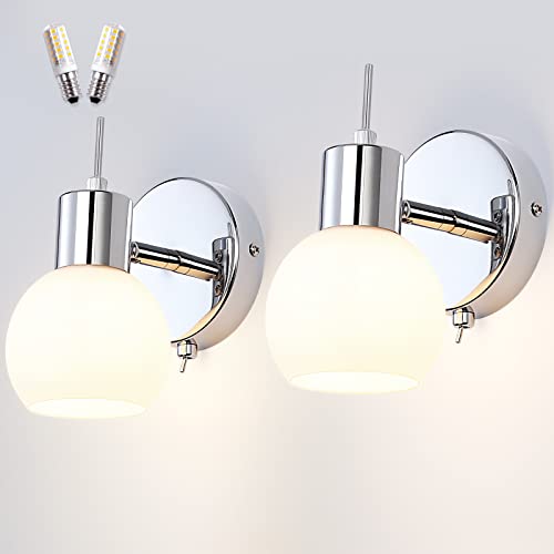 TYhogar 2 Stücke Wandleuchte 5W E14 Wandlampe Wasserdicht Einstellbarer Lichtstrahl Beleuchtung Fixture Vintage-Acryl-Wandleuchte für Schlafzimmer, Wohnzimmer, Treppen, Korridor von TYhogar