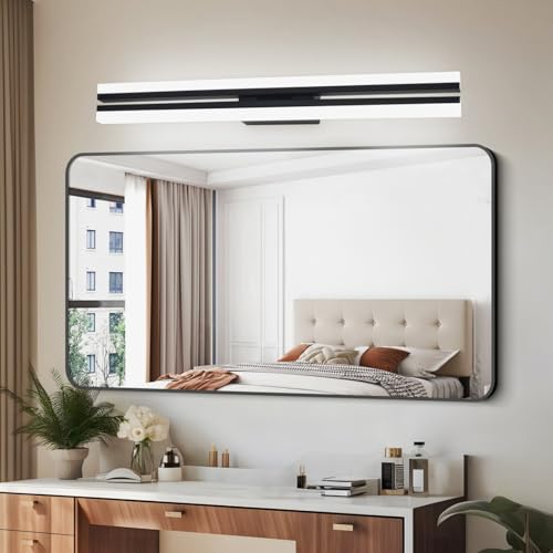 TYhogar 40cm Badezimmer Spiegelleuchte 12W LED Wandleuchte innen Wohnzimmer Bild Wandlampen 6000K Mattschwarz IP44 Badlampe Wand für Bad Treppenhaus Flur von TYhogar