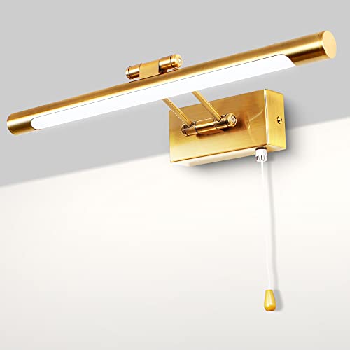 TYhogar Bilderleuchte 40 CM, Spiegellampe Badezimmer Spiegelleuchte mit Schalter 8W 3000K Warmes Licht Kein Flimmern Messing Bilderleuchte Spiegelleuchte Bad IP44 Drehung Wandleuchte für Bad TYhogar Bilderleuchte 40 CM, Spiegellampe Badezimmer Spiegelleuchte mit Schalter 8W 3000K Warmes Licht Kein Flimmern Messing Bilderleuchte Spiegelleuchte Bad IP44 Drehung Wandleuchte für Bad von TYhogar