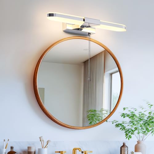 TYhogar LED Spiegelleuchte Bad 40cm Spiegellampe Badzimmer 8W 3000K Edelstahl Chrom Wandleuchte IP44 Wasserdicht Badlampe Wand für Wandbeleuchtung und Spiegel Beleuchtung von TYhogar
