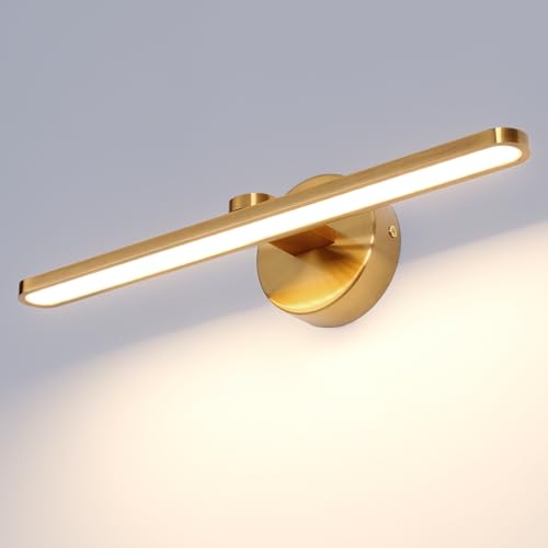 TYhogar LED Spiegelleuchte Bad Wandleuchte Badezimmer Wandlampe Badlampe Wand 40cm, 12W Modern Bilderleuchte 3000K Spiegelbeleuchtung Messing Spiegellampen für Keller Küche Badschrank von TYhogar