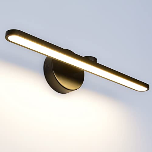 TYhogar LED Spiegelleuchte Bad Wandleuchte mit schalter Badezimmer Wandlampe 40cm, 12W Modern Bilderleuchte 3000K Schwarz Spiegellampen für Keller Küche Badschrank von TYhogar
