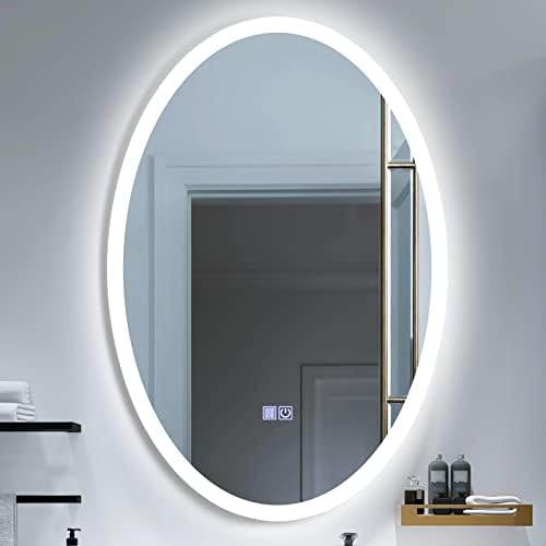TYhogar 51 × 76cm Runder Bad Spiegel, Wandspiegel Badezimmerspiegel LED Badezimmer Spiegel mit Beleuchtung, Badspiegel mit Beleuchtung rund, für Badezimmer Wohnzimmer Dekorative Wandspiegel von TYhogar