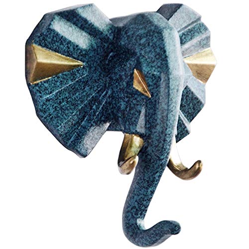 TZAMLI Elefant Wandhaken Tier Harz Kleiderhaken Selbstklebend, Handtuchhaken Wand Tür Haken Aufbewahrung Ordnen Handtuch Kleidung, Retro Blau von TZAMLI