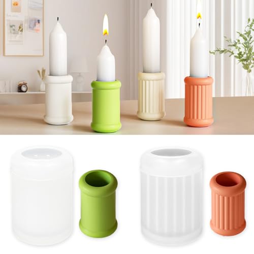 TZEKING 2 Stück Silikonformen Gießformen Kerzenhalter,Silikonform Weihnachten,Kerzenform Giessform,DIY Gießformen Silikon,Kerzen Formen Silikon für Bastelarbeiten von TZEKING