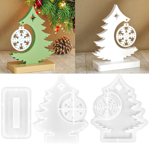 TZEKING 2 Stück Silikonformen Gießformen Weihnachten,3D Weihnachten Kerzenform,Silikonform Weihnachten Kerzen,Weihnachtsbaum Kerzenform für Duftkerzen Ornamente Geschenke von TZEKING