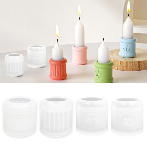TZEKING 4 Stück Silikonformen Gießformen Kerzenhalter,Silikonform Weihnachten,Kerzenform Giessform,DIY Gießformen Silikon,Kerzen Formen Silikon für Bastelarbeiten von TZEKING