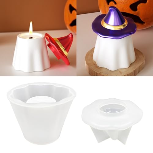 TZEKING Silikonform Halloween,Geistern Aufbewahrungsbox mit Deckel,Geist Silikonform Dose,DIY Silikon Gießform Herbst Geister Kerzenform von TZEKING