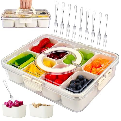 TZEKING Snackschale,Snackbox mit 8 Fächern,Snackteller mit Deckel,Snack Aufbewahrungsbox,Küche Gewürze Box,Tragbar Snackbox Organizer für verschiedene Gewürze und Früchte,Familien und Picknicks TZEKING Snackschale,Snackbox mit 8 Fächern,Snackteller mit Deckel,Snack Aufbewahrungsbox,Küche Gewürze Box,Tragbar Snackbox Organizer für verschiedene Gewürze und Früchte,Familien und Picknicks von TZEKING