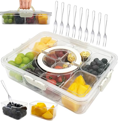TZEKING Snackschale,Snackbox mit 8 Fächern,Snackteller mit Deckel,Snack Aufbewahrungsbox,Küche Gewürze Box,Tragbar Snackbox Organizer für verschiedene Gewürze und Früchte,Familien und Picknicks TZEKING Snackschale,Snackbox mit 8 Fächern,Snackteller mit Deckel,Snack Aufbewahrungsbox,Küche Gewürze Box,Tragbar Snackbox Organizer für verschiedene Gewürze und Früchte,Familien und Picknicks von TZEKING