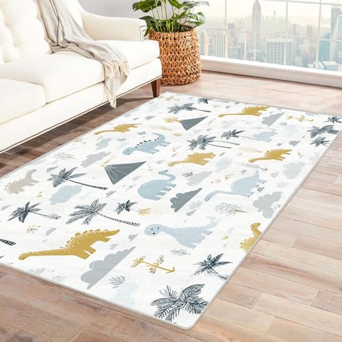 TZKRWRH Moderner Kuscheliger Wohnzimmer Boho-Tiermuster Teppich Kurzflor Anti-Rutsch Rückseite Einfarbiges Waschbar Wohnzimmer Cafeteria(grau 35)-90x120cm von TZKRWRH