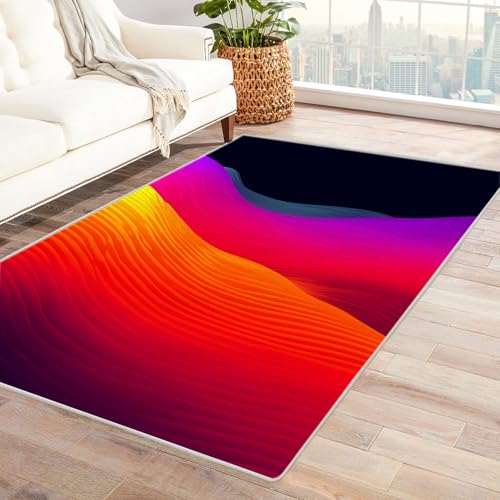 TZKRWRH Moderner Teppich Bunt Wohnzimmer Abstraktes Muster Teppiche Muster Pastell Farben Multicolor Teppich Wohnzimmer Bunt Schlafzimmer Kurzflor Jugendzimmer Modern(Orange)-210x270cm von TZKRWRH