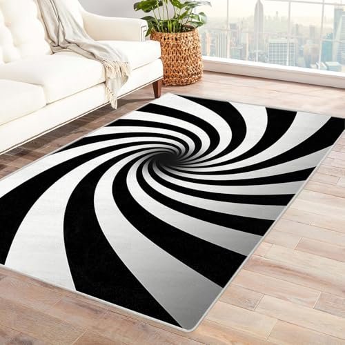 TZKRWRH Relax kuscheliger Kurzflor Teppich Design optischer Täuschung Wohnzimmerteppich traditioneller Vintage-Stil maschinenwaschbar rutschfest(weiß 8)-60x90cm von TZKRWRH