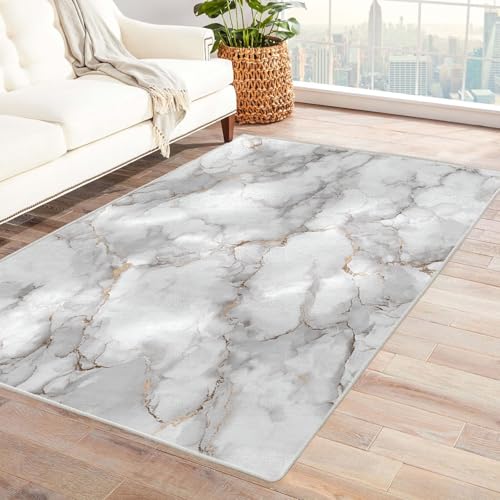 TZKRWRH Rutschfester Teppich Abstraktes Texturmuster Vintage Muster Boho Kurzflor waschbar flauschig Weich Einfarbig pflegeleicht Wohnzimmer(grau 102)-60x90cm von TZKRWRH