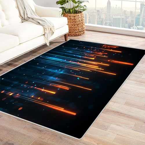 TZKRWRH Teppich Einfarbig Waschbar Abstrakte Schlieren Zeitgenössischer Moderner Abstrakter Bohemian pflegeleicht Küche Wohnzimmer Schlafzimmer(orange 34)-60x90cm von TZKRWRH
