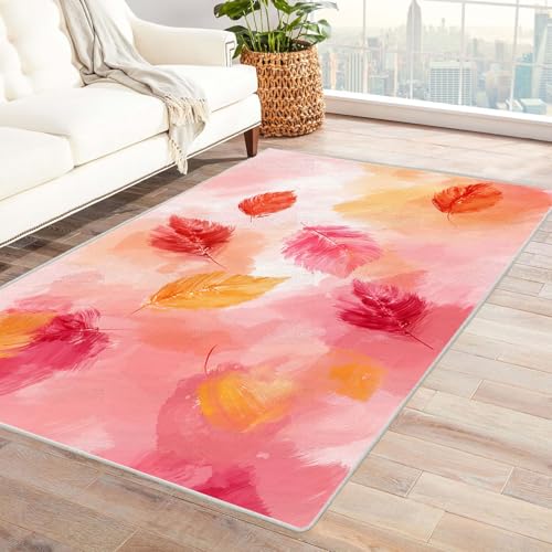 TZKRWRH Teppich Einfarbig Waschbar helles Farbmuster Zeitgenössischer Moderner Abstrakter Bohemian pflegeleicht Küche Wohnzimmer Schlafzimmer(gelb 54)-210x300cm von TZKRWRH