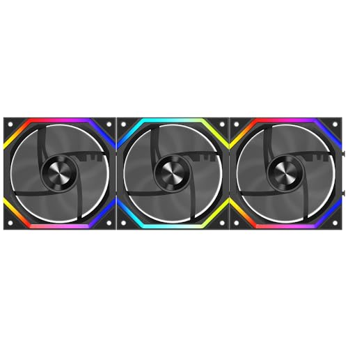 TZMRIT Build Blocks Daisy Chain RGB PC UNI Lüfter 120MM[3 Stück][HDB] 62.36 CFM/2000 RPM 5V3PIN ARGB und 12V4PIN PWM Lüfter(Black, Reverse Flow) von TZMRIT
