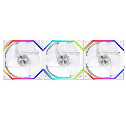 TZMRIT Build Blocks Daisy Chain RGB PC UNI Lüfter 120MM[3 Stück][HDB] 62.36 CFM/2000 RPM 5V3PIN ARGB und 12V4PIN PWM Lüfter(White, Reverse Flow) von TZMRIT