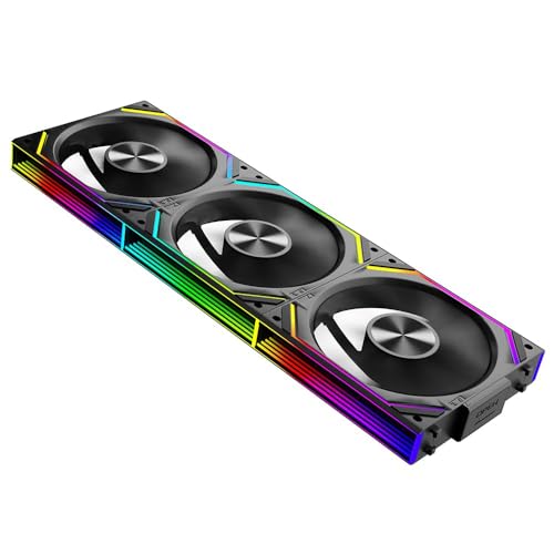 TZMRIT Interstellar-V2RS ARGB PWM PC Lüfter 120 mm,1850RPM/68 CFM Luftstrom,Daisy Chain UNI Modular Ein Kabelanschluss,Forward & Reverse Blade Design,Triple Pack (BK) von TZMRIT