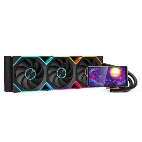 TZMRIT PF360 Aio Wasserkühlung 360mm mit 5.5-inch LCD Magnetic Screen Display,ALL-IN-One ARGB Infinity Mirror 2000RPM PWM Lüfter,für AM4/AM5& Intel LGA1851/1700 (BK) von TZMRIT