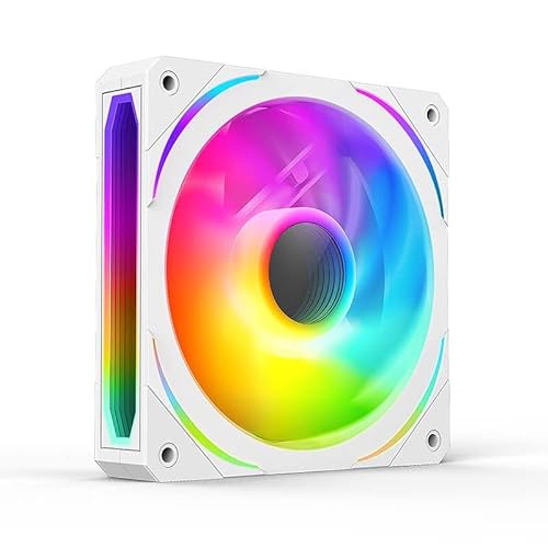 TZMRIT Prism 120mm GEN5 ARGB Case Fan White,Facetten-RGB-Effekt 5V 3PIN-Mainboard-Synchronisierbarer 4PIN-Spiegel PWM, geeignet für Computergehäuse und Flüssigradiator von TZMRIT