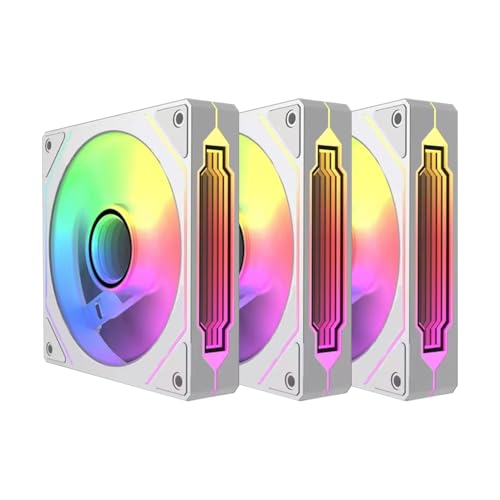 TZMRIT Prism 4 Pro RGB Lüfter 120mm Schwarz,5V 3PIN Motherboard Synchronisierbarer 4PIN Spiegel PWM ARGB PC Gehäuse Lüfter (White Reverse Flow-X3) von TZMRIT