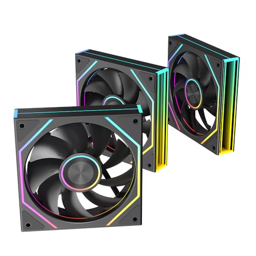 TZMRIT Prism 4Ultra/Prism 4RSUltra RGB PC Lüfter 120MM Gehäuselüfter 1/3Stück [Infinity Mirror] [1850±10% RPM] 5V3PIN ARGB und 12V4PIN PWM Lüfter (3, BK, 4RSUltra) von TZMRIT