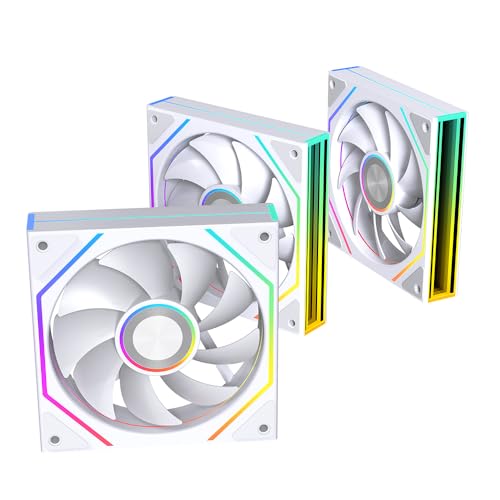 TZMRIT Prism 4Ultra/Prism 4RSUltra RGB PC Lüfter 120MM Gehäuselüfter 1/3Stück [Infinity Mirror] [1850±10% RPM] 5V3PIN ARGB und 12V4PIN PWM Lüfter (3, WH, 4RSUltra) von TZMRIT
