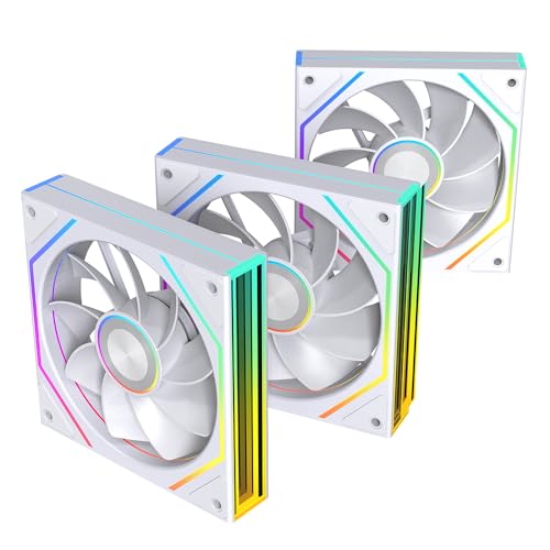 TZMRIT Prism 4Ultra/Prism 4RSUltra RGB PC Lüfter 120MM Gehäuselüfter 1/3Stück [Infinity Mirror] [1850±10% RPM] 5V3PIN ARGB und 12V4PIN PWM Lüfter (3, WH RF, 4RSUltra) von TZMRIT