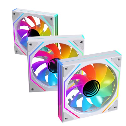 TZMRIT Prism 4Ultra/Prism 4RSUltra RGB PC Lüfter 120MM Gehäuselüfter 1/3Stück [Infinity Mirror] [1850±10% RPM] 5V3PIN ARGB und 12V4PIN PWM Lüfter (3, WH RF, 4Ultra) von TZMRIT