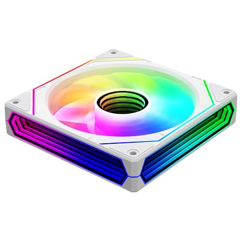 TZMRIT Prism 6 Pro Reverse Flow RGB Lüfter 120mm, Drei Unendliche Spiegel an der Seite, 5V 3PIN ARGB, 4PIN PWM (WH RF) von TZMRIT