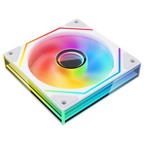 TZMRIT Prism 6MAX 120mm Infinite Mirror ARGB PC Lüfter mit PWM Control und ARGB Effekt,Dreiseitiger unendlicher Spiegel an der Seite (WH Reverse Flow) von TZMRIT