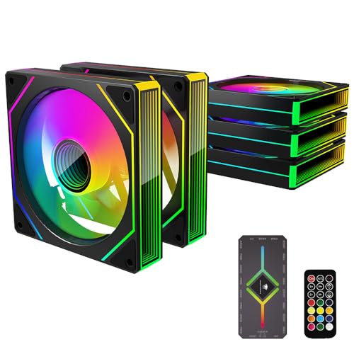 TZMRIT Prism4MAX RGB PC Lüfter 120mm 5er Pack,ARGB Gehäuselüfter 120mm,4Pin PWM Silent Computer PC Kühler Lüfter mit ARGB PWM Fan Hub Controller von TZMRIT