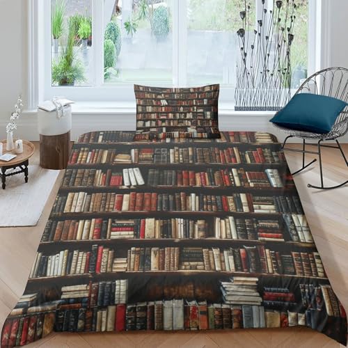 TZOVPCDFA Bücherregal Bettbezug Bettwäsche-Sets Kinderbettwäsche-Set Reißverschluss Mit Kissenbezügen Betten Set Für Jugendliche Kinder Schlafzimmer Single（135x200cm） von TZOVPCDFA