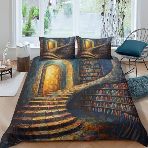 TZOVPCDFA Bücherregal Bettbezug Set Bettwäsche-Sets Kinderbettwäsche Reißverschluss Mit Kissenbezug Betten Set Für Jugendliche Kinder Schlafzimmer Double（200x200cm） von TZOVPCDFA