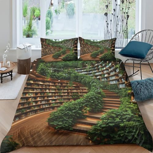 TZOVPCDFA Bücherregal Bettbezug Set Bettwäsche-Sets Kinderbettwäsche Reißverschluss Mit Kissenbezug Betten Set Für Jugendliche Kinder Schlafzimmer Double（200x200cm） von TZOVPCDFA