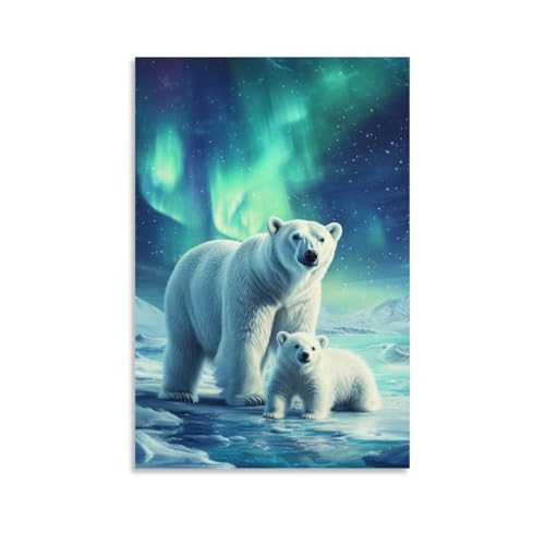 TZOVPCDFA Eisbär Wandbild Leinwand Gemälde WanddekoRatteteion Poster Leinwanddrucke Kunstwerk Für Schlafzimmer Wohnzimmer Dekor 20x30inch(50x75cm) von TZOVPCDFA