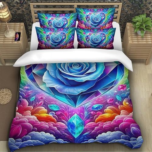TZOVPCDFA Rose Bettbezug Bettwäsche Kinderbettwäsche-Set Reißverschluss Mit Kissenbezug Betten Set Für Jungen Und Mädchen, Kinder Single（140x200cm） von TZOVPCDFA