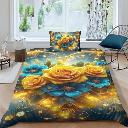 TZOVPCDFA Rose Bettbezug Bettwäsche Set Kinderbettwäsche Reißverschluss Mit Kissenbezügen Betten Set Für Jungen Und Mädchen, Kinder Single（135x200cm） von TZOVPCDFA