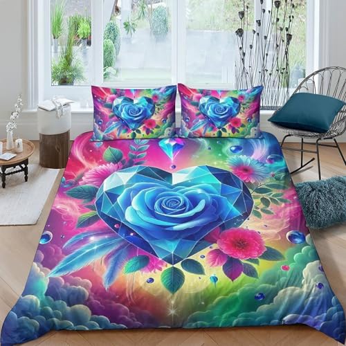 TZOVPCDFA Rose Bettbezug Set Bettwäsche Kinderbettwäsche-Set Reißverschluss Mit Kissenbezug Betten Set Für Jugendliche Kinder Schlafzimmer Double（200x200cm） von TZOVPCDFA