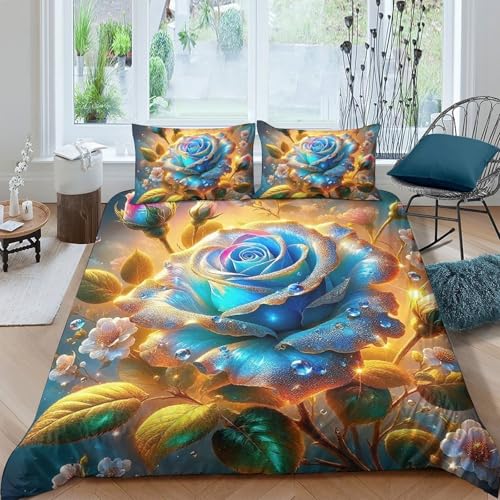 TZOVPCDFA Rose Bettbezug Set Bettwäsche Set Kinderbettwäsche-Set Reißverschluss Mit Kissenbezug Betten Set Für Jungen Und Mädchen, Kinder King（220x240cm） von TZOVPCDFA