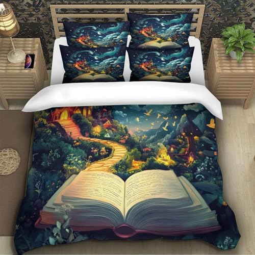 TZOVPCDFA Schloss Bettbezug Bettwäsche Kinderbettwäsche Reißverschluss Mit Kissenbezug Betten Set Für Jugendliche Kinder Schlafzimmer Single（140x200cm） von TZOVPCDFA